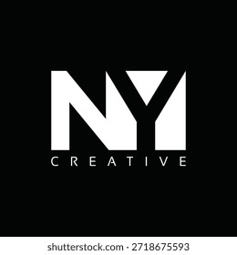 Letras NY Logotipo com desenho de espaço negativo. Letra com tipografia geométrica. Ilustração Vetorial Criativa com letras.