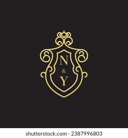 Logotipo inicial vintage de la línea NY en un diseño profesional de alta calidad que se imprimirá en cualquier medio de impresión