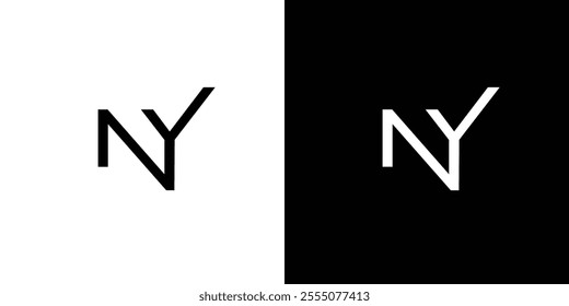  NY logo design featured on contrasting black and white backgrounds, highlighting simplicity and style. Ideal for branding, design concepts, and creative projects seeking a sleek look.