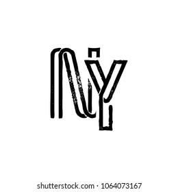 NY Logo Design Grunge Brush Style