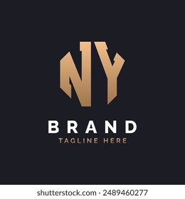 NY Logo Design. Modern, Minimal, Elegant and Luxury NY Logo. Alphabet Letter NY Logo Design for Brand Corporate Business Identity.