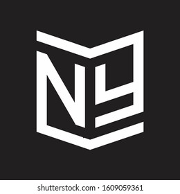 NY Logo Emblem Monogram With Shield Style Design Template Isolated On Black Background