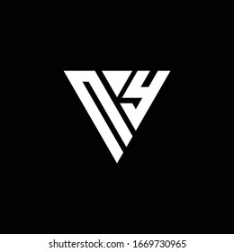 NY Logo letter monogram with triangle shape design template isolated on black background