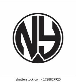 NY Logo monogram circle with piece ribbon style on white background