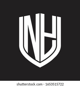 NY Logo-Monogramm mit Emblem-Schild, einzeln auf schwarzem Hintergrund