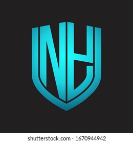 NY Logo monogram with emblem shield design isolated with blue colors on black background