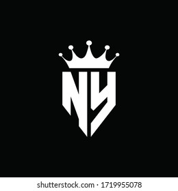 NY logo monogram emblem style with crown shape design template