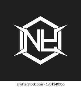 NY Logo monogram with hexagon and four taper shape design template