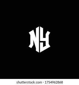ny logo monogram with shield shape design template