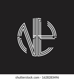 NY Logo monogram triple ribbon style line design template isolated on black background