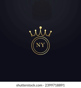 NY logo. N Y design. White NY letter. NY, N Y letter logo design. Initial letter NY linked circle uppercase monogram logo. N Y letter logo vector design. Golden latter, golden, mark