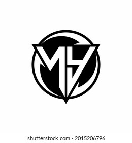 NY logo with triangle shape and circle rounded design template isolated on white background