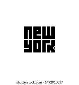 NY Logo. Typography logo of New York. Block Code style. vector black logo.