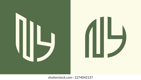 NY modern initial letter logo design vector bundle. It will be suitable for which company or brand name start those initial.