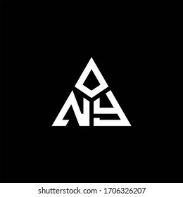 NY monogram logo with 3 pieces shape isolated on triangle design template