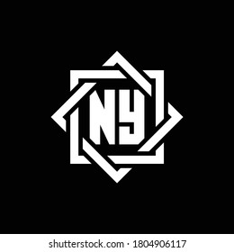 NY monogram logo with abstract square around design template