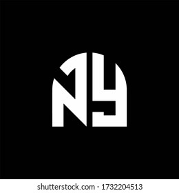 NY monogram logo with curve shape design template isolated on black background