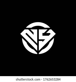 NY monogram logo with diamond shape and ring circle rounded design template