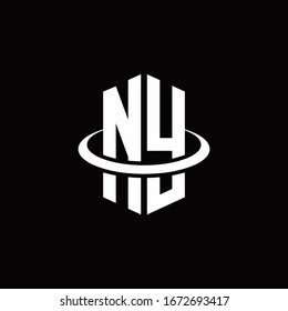 NY monogram logo in a hexagon style and surrounded by a ring