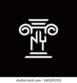 NY monogram logo with pillar style design template
