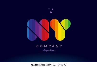 ny n y alphabet letter colorful creative colors text dots creative company logo vector icon design template