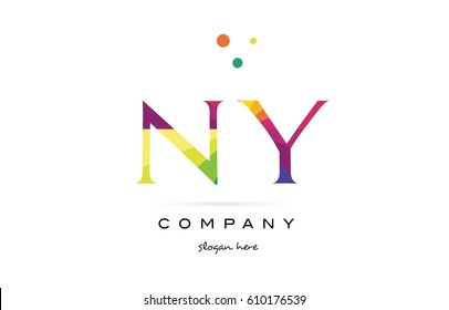 ny n y  creative rainbow colors colored alphabet company letter logo design vector icon template