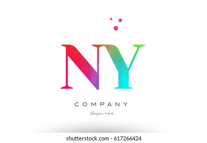 NY N Y creative rainbow colors colored artistic alphabet company letter logo design vector icon template