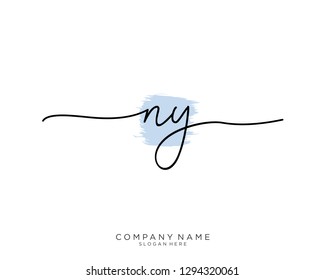 NY N Y Initial handwriting logo template