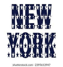 NY, New York Logo Type Icon with Statue of Liberty Vector Illustration and American Flag Background. New York City T-shirt apparel fashion design, typography, background, poster.