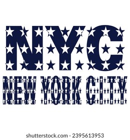 NY, New York Logo Type Icon with Statue of Liberty Vector Illustration and American Flag Background. New York City T-shirt apparel fashion design, typography, background, poster.