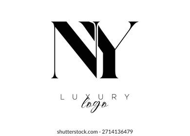 Logotipo de tipografia de monograma de letra serial NY para identidade de marca premium elegante
