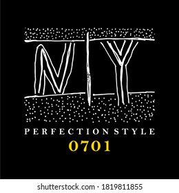 NY, teks design, sign, tshirt, black isolated.