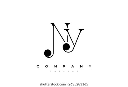 NY Tipografia Design de logotipo. Representação de design de monograma elegante com as letras N e Y combinadas em um estilo de assinatura artística, proporcionando uma representação visual única e criativa.