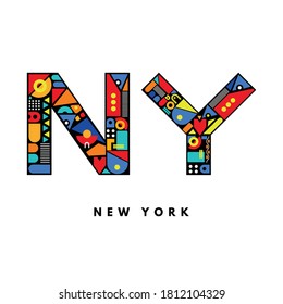 NY typography. New York t-shirt design, Vector, Illustration. NY logo. new york logo. 