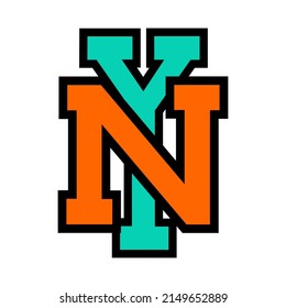 NY Typography Streetwear, Urban Design Patch Embroidery Screen Printing Tosca And Orange Color Patch Commercial Use