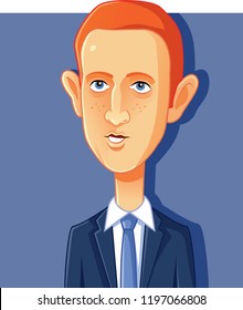 NY, USA, 7 October 2018, Mark Zuckerberg Vector Caricature
