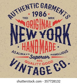 ny vintage tee print design