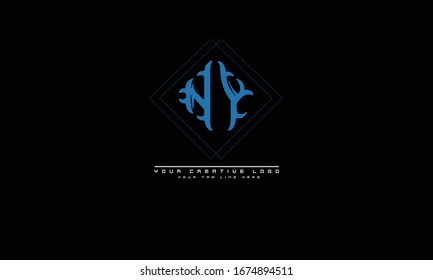 NY YN abstract vector logo monogram template