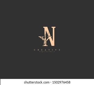 NY YN Letter Abstract Rough Distressed Monogram Logo