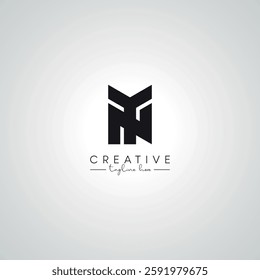 NY YN Letter Modern Artistic Abstract Logo Design. Initial Based Monogram Template.