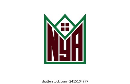 Letra inicial de NYA constructores inmobiliarios logo vector de diseño. construcción, vivienda, marca de vivienda, inmueble, inmueble, apartamento, apartamento, compartimento, negocios, empresa, alquiler de casa, alquiler, comercial 