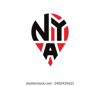 NYA letter location shape logo design