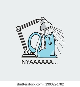 Nya. Vector illustration of a cozy cartoon cat. Kitten in a lined art style