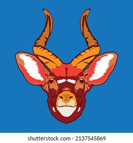 Nyala face vector illustration in decorative style, perfect for tshirt style and mascot logo