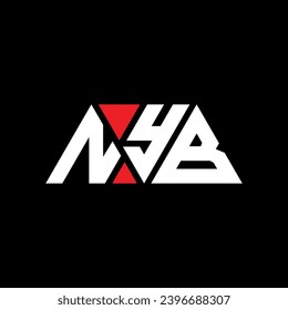 NYB triangle letter logo design with triangle shape. NYB triangle logo design monogram. NYB triangle vector logo template with red color. NYB triangular logo Simple, Elegant, and Luxurious design.