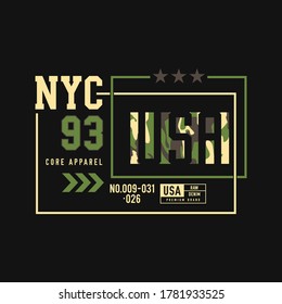 nyc 93 Camouflage , tee shirt graphics, New York typography.
