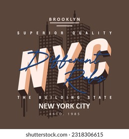 gráfico abstracto nyc, camiseta tipográfica, ilustración de diseño vectorial, bueno para estilo casual