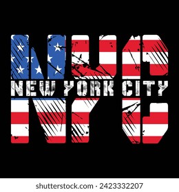 Nyc American Flag New York City Typography Quotes Motivational New Design Vector For T Shirt,Backround,Poster,Banner Print Illustration. svg