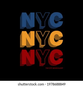 NYC athletic, typography design for t shirt, vector illustration
