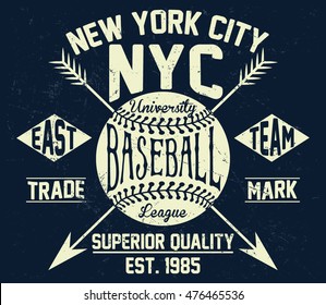 NYC baseball typography, t-shirt graphics, vectors